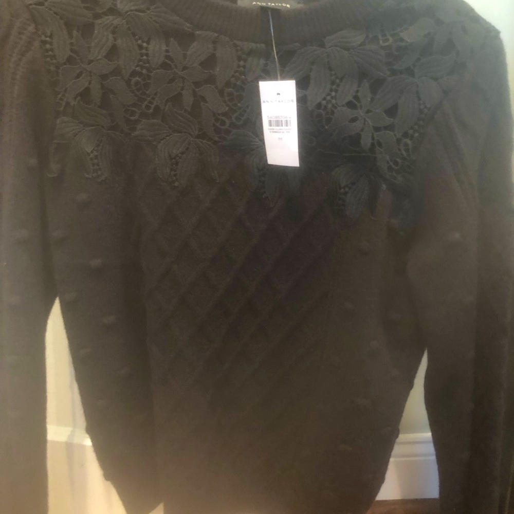 Black Ann Taylor Sweater - New with Tag - Size Medium - lots of pretty details